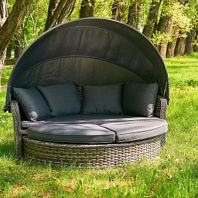 Садовый круглый диван из ротанга- Виолетта