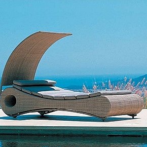 Лежак плетёный с козырьком- Бомонд