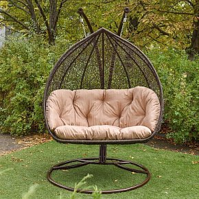 Крісло кокон підвісне з ротангу- Дабл