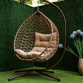 Кресло кокон из ротанга подвесное- Феникс KR