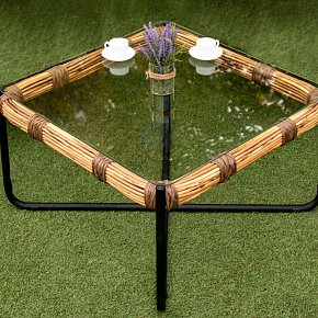 Журнальный лофт столик из ротанга- Калифорния